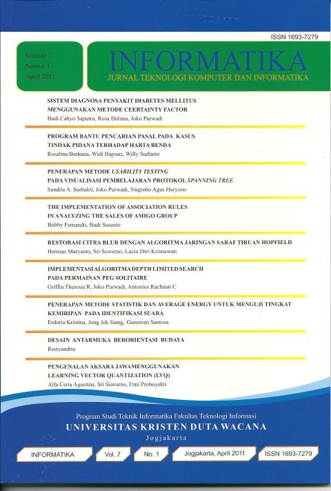 Jurnal Informatika Volume 7 No 1, 2011